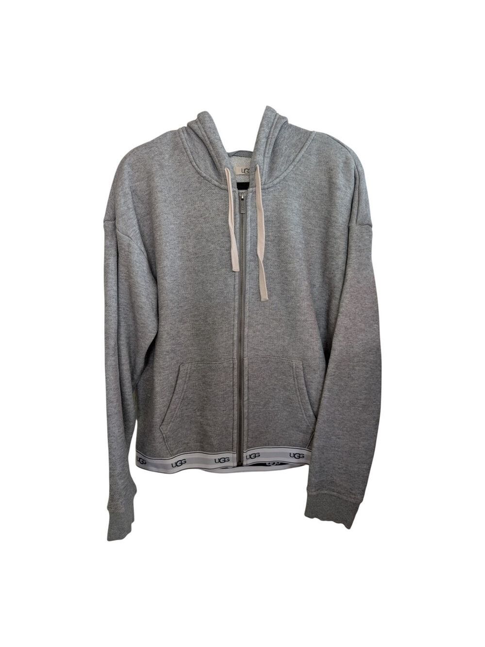 UGG Kaelie Soft & Stretchy Full Zip Logo Hoodie Jacket Gray Women's size XL - Picture 2 of 9